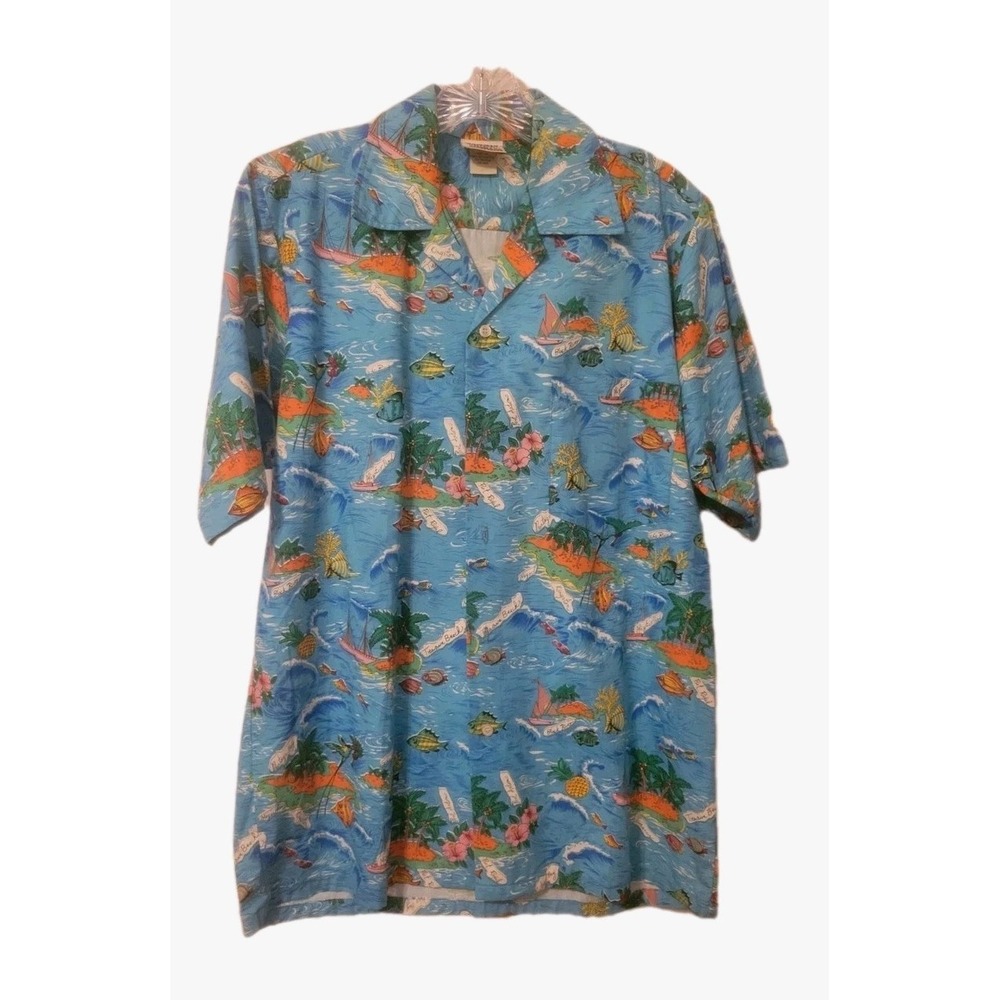 Jammin Shirts Men's Hawaiian Shirt‎ Size M Blue Button Up Pre-Owned